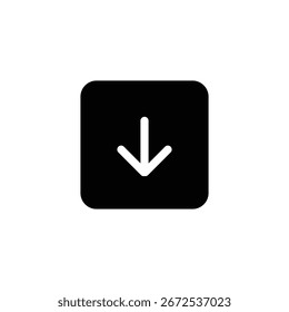 Icono cuadrado de flecha hacia abajo de la Descarga en formato EPS. Perfecto para el diseño de interfaz de usuario, Botones de Descarga, navegación, App móviles e interfaces de Web.