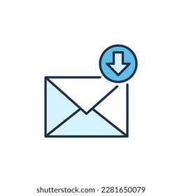 Flecha de descarga con vector sobre Mensaje de correo electrónico de concepto icono o signo de color