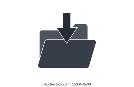 Download arrow with folder icon. concept web buttons. vector illustration. Flat design style