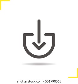 Download arrow icon. Drop shadow silhouette symbol. Negative space. Vector isolated illustration