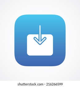 Download arrow icon in flat style on the rounded button