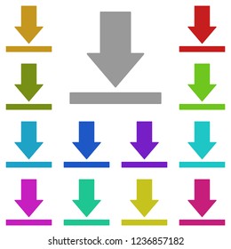 Download, arrow icon in multi color. Simple glyph vector of web set for UI and UX, website or mobile application