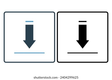 icono de flecha de descarga. icono relacionado con la web básica y la interfaz de usuario. adecuado para sitio web, aplicación, interfaces de usuario, imprimible, etc. estilo de icono sólido. diseño de vector simple editable