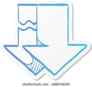 Download arrow icon in sticker color style. Broken, resume, retrieve