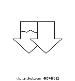 Download arrow icon in thin outline style. Broken, resume, retrieve 