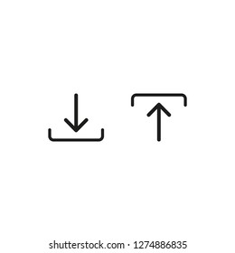 Download arrow icon. Upload button. Load symbol.