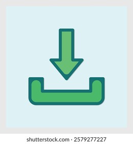 Download arrow icon in vector format, symbolizing digital file transfer and data retrieval for app design