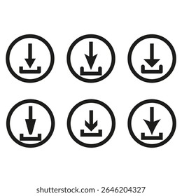 Download arrow icons. Computer interface symbol. Save file Vector. Data transfer graphic.