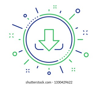 Download Arrow line icon. Down arrowhead symbol. Direction or pointer sign. Quality design elements. Technology download button. Editable stroke. Vector