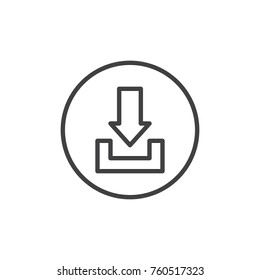 Download arrow line icon, outline vector sign, linear style pictogram isolated on white. Symbol, logo illustration. Editable stroke