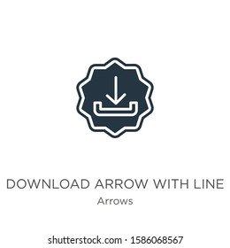 Download arrow with line icon vector. Trendy flat download arrow with line icon from arrows collection isolated on white background. Vector illustration can be used for web and mobile graphic design, 