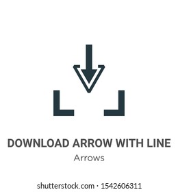 Download arrow with line vector icon on white background. Flat vector download arrow with line icon symbol sign from modern arrows collection for mobile concept and web apps design.