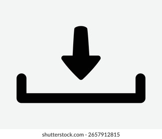 Download Arrow Pointer Downloader File Storage Media Transfer Down Load Loading Computer App Website Black White Vector Icon Sign Symbol Graphic Artwork