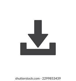 Download arrow vector icon. filled flat sign for mobile concept and web design. UI download glyph icon. Symbol, logo illustration. Vector graphics
