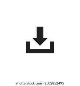 Icono de Vector de flecha de Descarga. Ilustración de estilo de moda negra plana simple de la Descarga de UI para el Web y el App en el fondo blanco..eps