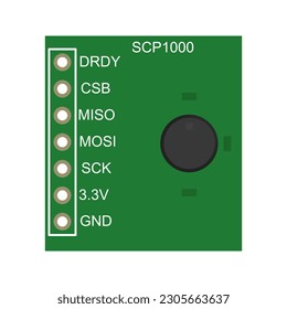 Download Barometric Pressure Sensor electronics vector illustration in EPS format for your projects related to weather monitoring, altitude measurement, and more
