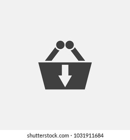 download to basket icon vector illustration. shooping basket icon vector