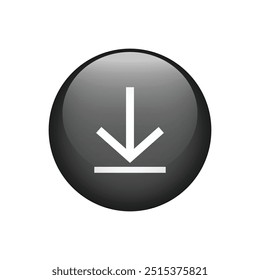 Ícone preto do botão de download isolado no branco. Ilustração vetorial