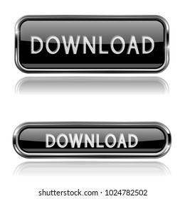 Download black glass buttons. Vector 3d illustration isolated on white background