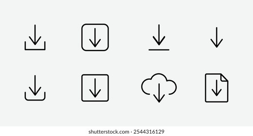 Download black icons set on white background