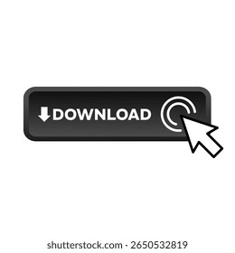 download - botão 3D retangular preto - ilustração vetorial

