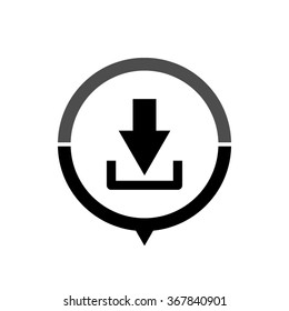 Download - black vector icon; map pointer;  message bubble
