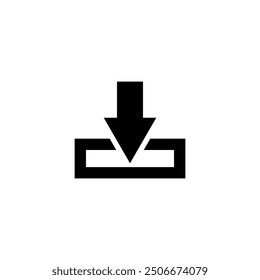 Descarga de diseño de icono de Vector plano blanco y negro. Símbolo de Descarga y arte de Clip