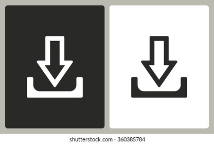 Download   -  black and white icons. Vector illustration.
