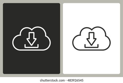Download - black and white icons. Vector illustration.
