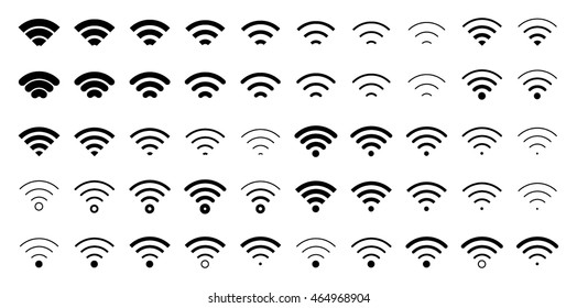 Download black wifi connect internet icons pack on white background