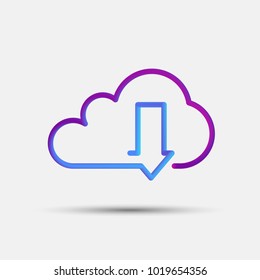 Download blended interlaced creative line icon. Trendy vector liquid 3d cloud computing download icon, logo, sign or emblem over white background for your graphic and web design