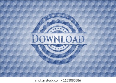 Download blue badge with geometric pattern background.