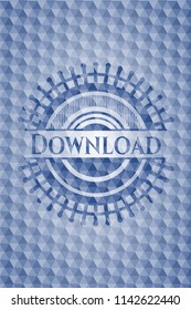 Download blue emblem or badge with abstract geometric pattern background.