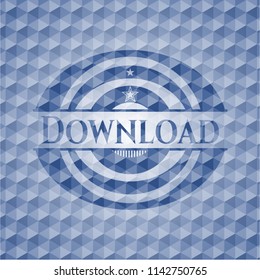Download blue emblem with geometric pattern.