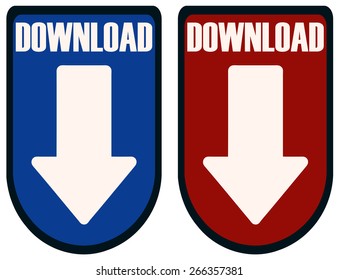 Download Blue and Red Buttons, Vector Illustration isolated on White Background.