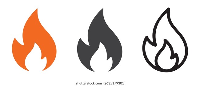 Baixe um ícone de fogo arrojado e moderno com um design de chama limpo. Perfeito para alertas de emergência, aplicativos de energia, indicadores de calor, avisos de perigo e elementos de interface do usuário móvel da Web.