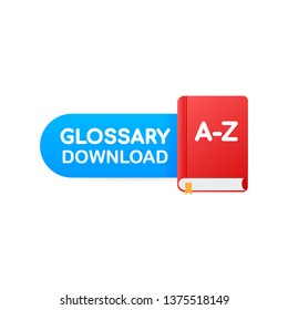 Download book button. Concept Glossary book for web page, banner, social media. Vector stock illustration
