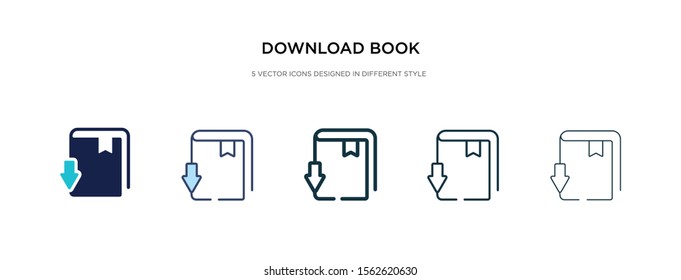 download book icon in different style vector illustration. two colored and black download book vector icons designed in filled, outline, line and stroke style can be used for web, mobile, ui