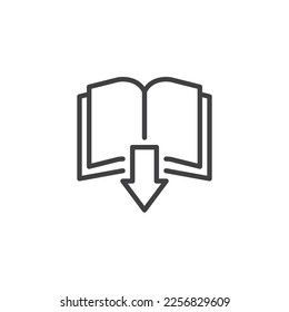 Download book line icon. linear style sign for mobile concept and web design. Book and arrow down outline vector icon. Symbol, logo illustration. Vector graphics