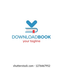 Download Book Simple Blue Ebook Library Logo Design Idea
