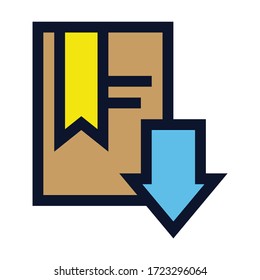 Buch herunterladen. Einfaches Vektorfarbsymbol.