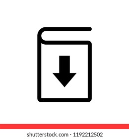 Download book vector icon, ebook symbol. Simple, flat design for web or mobile app