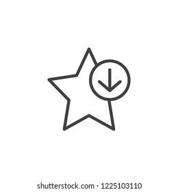 Download Bookmark star outline icon. linear style sign for mobile concept and web design. Favorite star and arrow simple line vector icon. Symbol, logo illustration. Pixel perfect vector graphics