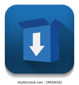 Download Box icon With long shadow over app button