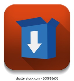 Download Box icon With long shadow over app button