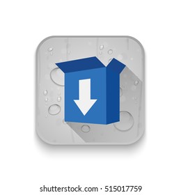 Download Box icon With long shadow over app button