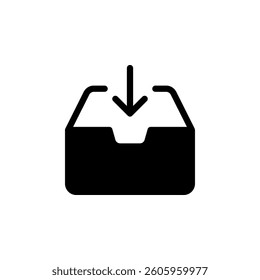 download box icon. Perfect for websites, applications, and user interfaces. Symbolizes downloading, receiving, and data transfer