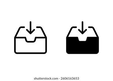 download box icon. Perfect for websites, applications, and user interfaces. Symbolizes downloading, receiving, and data transfer