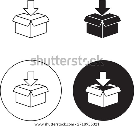 Download box icon set isolated on white background