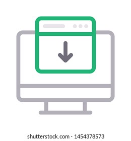 download browser colour line vector icon